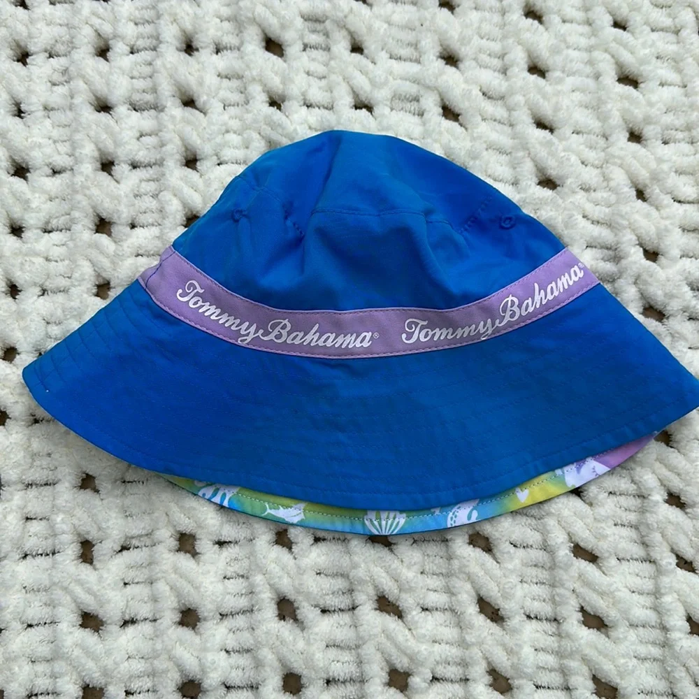 Tommy Bahama Seahorse Reversible Swim Summer Bucket Hat Girls Adjustable 5/6